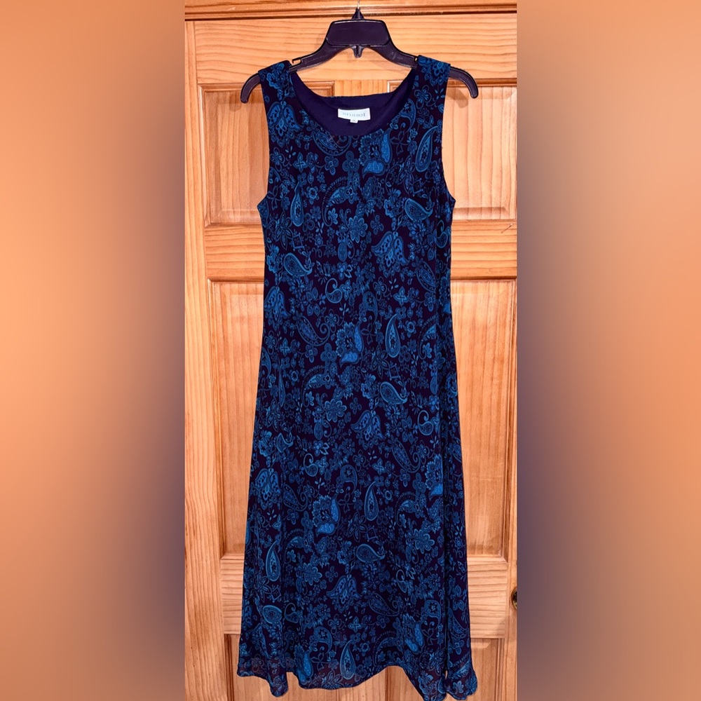 Vtg Studio I Navy and Blue Paisley Dress - No Jacket - 14 - EUC